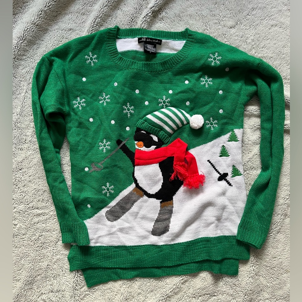 NWT ski penguin green sweater women’s size medium